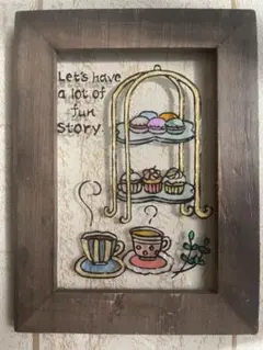 ステンドグラス風 英国風ティータイム グラスアート イラスト ハンドメイド