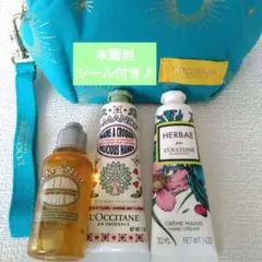 ロクシタンエルバヴェール・フローラルアーモンドハンド＆シャワーオイルポーチ付き♪