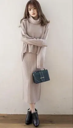 前後差ヘムトップスXタイトスカートニットセットアップ mb958
