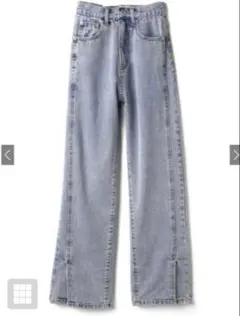 GRLフロントスリットハイウエストデニムパンツ cu300 ケミカルブルー XS