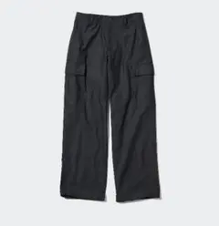 【UNIQLO】 ワイドストレートカーゴパンツ　ダークグレー　墨色　Lサイズ