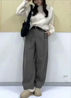 GU ブラッシュドワイドテーパードパンツQ