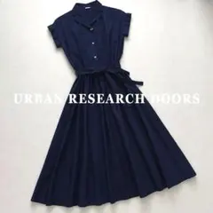 美品 URBAN RESEARCH DOORS シャツワンピース 半袖 紺 M
