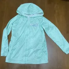 ミントグリーン 水玉ラッシュガード フード付き