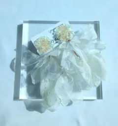 【新作】アイボリー シフォン ピアス イヤリング ブライダル ハンドメイド