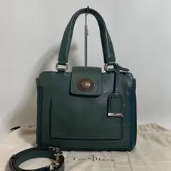 2602-11｜コールハーン 2WAYハンドバッグ レザー グリーン