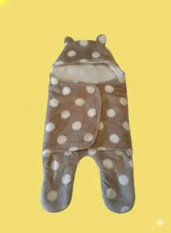 フリースおくるみ ベージュ 水玉模様