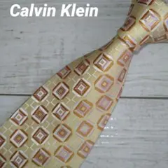 ☆Calvin Klein☆立体スクエア シルク ジャガードタイ イエロー