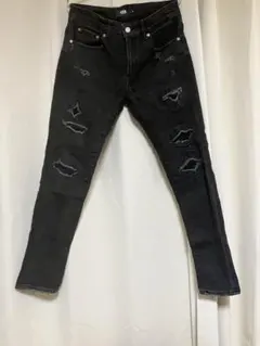 AZUL by moussy ブラックデニム ダメージ スキニー Y2K 韓国系