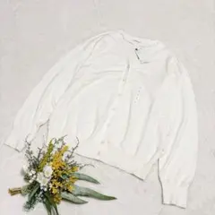 【ジーユー】GU Vネックニットカーディガン(長袖) ホワイト L ○