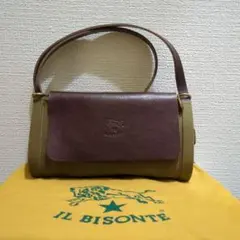 未使用品　IL BISONTE キャンバス×レザー ショルダーバッグのサムネイル