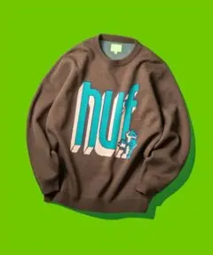 HUF ニットセーター/ブラウン /BOOKEND CREW SWEATERのサムネイル