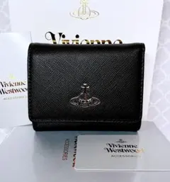 【最新◇ショッパー付】新品 ヴィヴィアン・ウエストウッド　三折り財布 黒