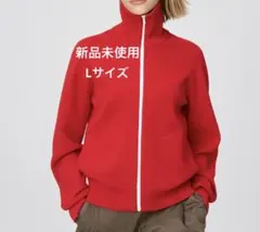 ユニクロ 新品未使用 ミラノリブ フルジップカーディガン(レッド/L)