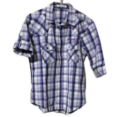 USED レディース 袖を捲って止められる 半袖 シャツ Mサイズ