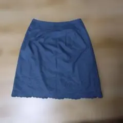 アリスバーリー、ブルー ひざ丈スカート レース裾