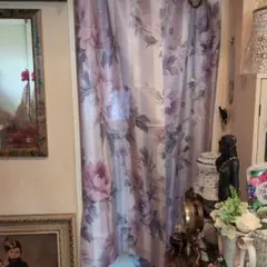 花柄ストライプのれん薄紫❲最終価格❳