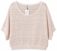 natural couture 新品タグ付き ピンクラメ 透かし編み ニット 春