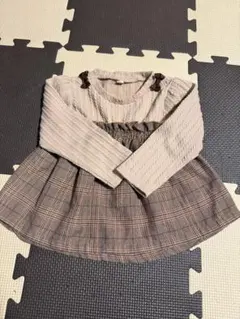 メ*4様 ✨良品✨ベビー、キッズ服　サイズ95　茶色　チェック柄　リボン