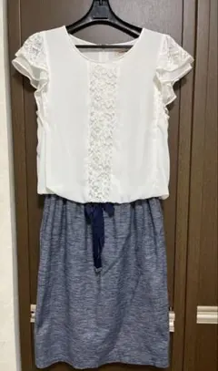 レース付きフリル袖ワンピース 膝丈　アプワイザーリッシュ