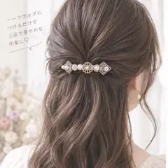 パール＆ビジュー♡華やかフラワーバレッタ ハンドメイド