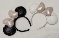 ディズニー ミッキー・ミニー風カチューシャ 2色セット