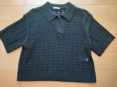透かし編みニット　gu ブラック　S