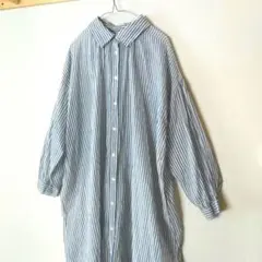 ストライプ 長袖 シャツワンピース