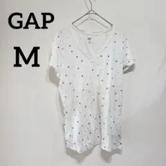 GAP 【M】Tシャツ Vネック 半袖 トップス 星柄 スター 総柄 ホワイト