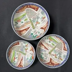 古伊万里 色絵 金彩 鳳凰文 変形皿 6客 菱形 向付 小鉢 膾皿 染錦