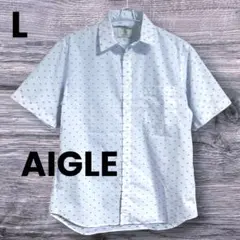 【ほぼ未使用】AIGLE エーグル 半袖シャツ ドット柄 ホワイト L 速乾のサムネイル