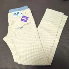 【新品】MPS イエローチェックスキニーパンツ 140
