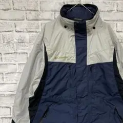 コロンビア　マウンテンパーカー　ホワイトブルーM ロゴ刺繍アウトドア0121