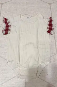 ペアマノン　チェックフリルリブロンパース　80cm