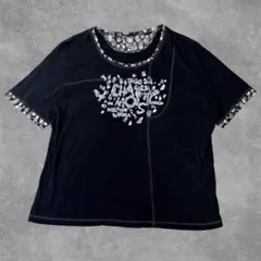 Y2K ラインストーン ロゴ 半袖 Tシャツ ブラック 平成ギャル アーカイブ