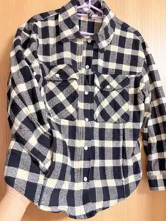 H&M DIVIDED チェック柄シャツ 長袖 ブラック×ホワイト