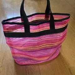ストライプデザイン トートバッグ ピンク系　新品未使用