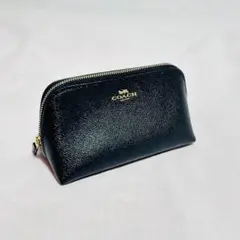 COACH コーチ　ブラック レザー ポーチ 金馬車ロゴのサムネイル