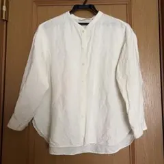 UNIQLO バンドカラーシャツ 麻 レーヨン ソフトイエロー Mサイズ
