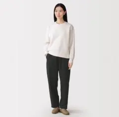 タグ付き　洗いざらし　コットンイージーテーパードパンツ 無印良品　L ブラックのサムネイル