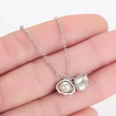 一粒 パール 貝殻 シェル ネックレス シルバー925 韓国 #C914-1
