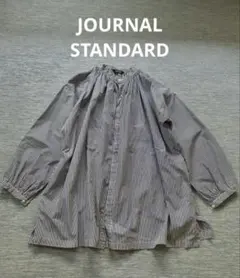 JOURNAL STANDARD ストライプ ギャザー ワイド ブラウス 日本製のサムネイル
