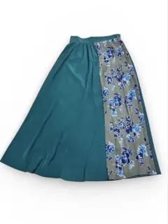 プリーツ　スカート　epidemique 花柄　フレア　春　夏　秋　グリーン