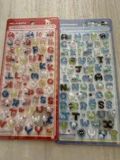 ハピダンブイ & ハローキティ ボンボンドロップシールセット　文字　moji