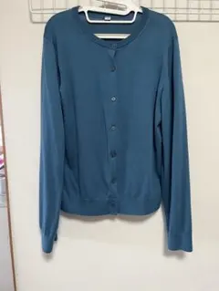 UNIQLO UVカットクルーネックカーディガン青 L