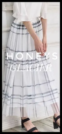 Honeys〜GLACIER〜ロングスカートチェック チュール プリーツ