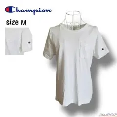 訳あり【チャンピョン】Tシャツ 綿100% ホワイト M シンプル 胸ポケット
