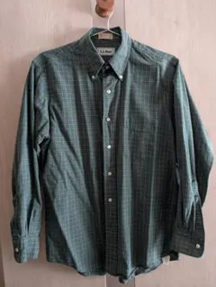90s USA製 L.L.Bean チェックシャツ グリーン ボタンダウン 長袖