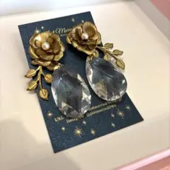 ビンテージ風フラワーイヤリング　ウエディング　前撮り