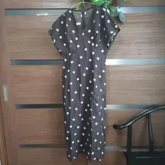 URBAN RESEARCHダークブラウン ドット柄 ロングワンピース